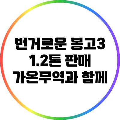 번거로운 봉고3 1.2톤 판매: 가온무역과 함께