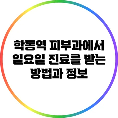 학동역 피부과에서 일요일 진료를 받는 방법과 정보