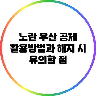 노란 우산 공제 활용방법과 해지 시 유의할 점
