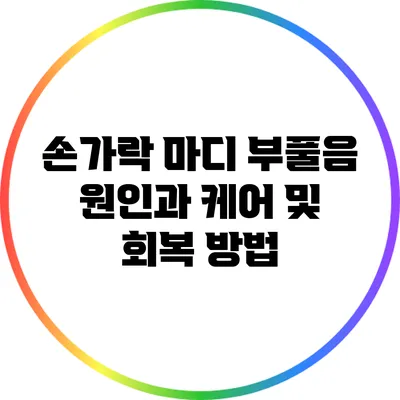 손가락 마디 부풀음 원인과 케어 및 회복 방법