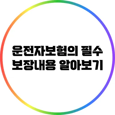 운전자보험의 필수 보장내용 알아보기
