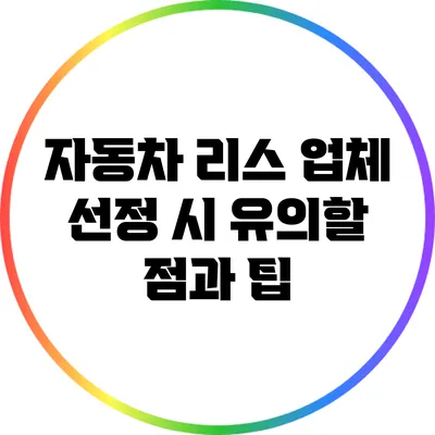 자동차 리스 업체 선정 시 유의할 점과 팁