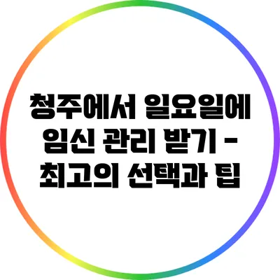 청주에서 일요일에 임신 관리 받기 - 최고의 선택과 팁