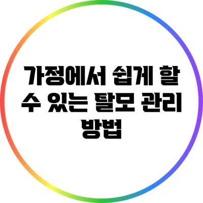 가정에서 쉽게 할 수 있는 탈모 관리 방법