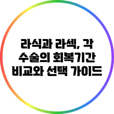 라식과 라섹, 각 수술의 회복기간 비교와 선택 가이드