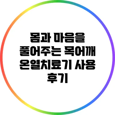 몸과 마음을 풀어주는 목어깨 온열치료기 사용 후기