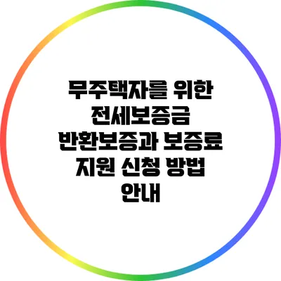 무주택자를 위한 전세보증금 반환보증과 보증료 지원 신청 방법 안내