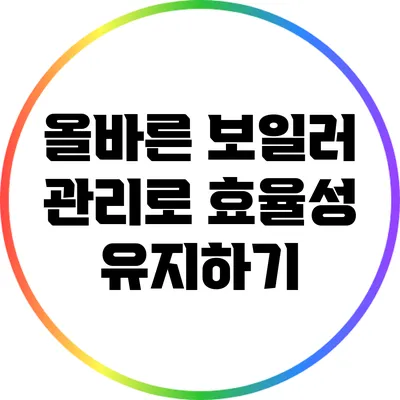 올바른 보일러 관리로 효율성 유지하기