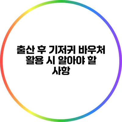 출산 후 기저귀 바우처 활용 시 알아야 할 사항