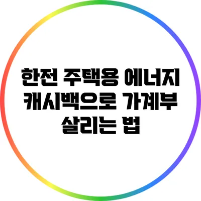 한전 주택용 에너지 캐시백으로 가계부 살리는 법