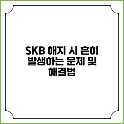 SKB 해지 시 흔히 발생하는 문제 및 해결법