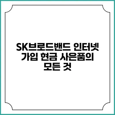 SK브로드밴드 인터넷 가입 현금 사은품의 모든 것