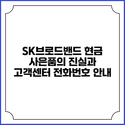SK브로드밴드 현금 사은품의 진실과 고객센터 전화번호 안내