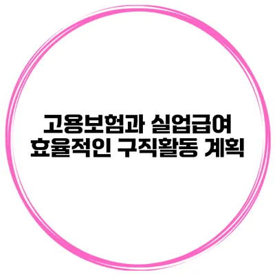 고용보험과 실업급여 효율적인 구직활동 계획