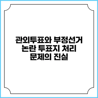 관외투표와 부정선거 논란: 투표지 처리 문제의 진실