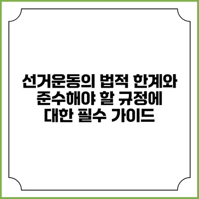 선거운동의 법적 한계와 준수해야 할 규정에 대한 필수 가이드