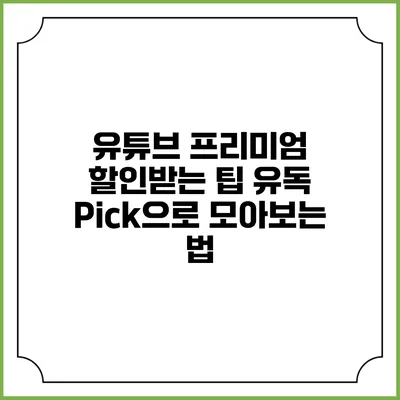유튜브 프리미엄 할인받는 팁: 유독 Pick으로 모아보는 법