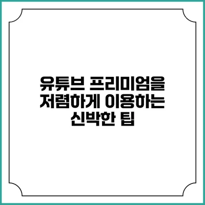 유튜브 프리미엄을 저렴하게 이용하는 신박한 팁