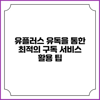 유플러스 유독을 통한 최적의 구독 서비스 활용 팁