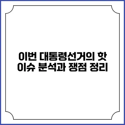 이번 대통령선거의 핫 이슈 분석과 쟁점 정리