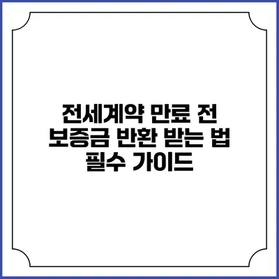 전세계약 만료 전 보증금 반환 받는 법: 필수 가이드