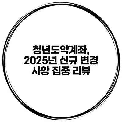 청년도약계좌, 2025년 신규 변경 사항 집중 리뷰