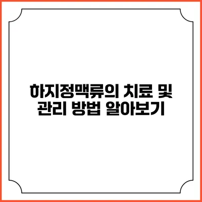 하지정맥류의 치료 및 관리 방법 알아보기