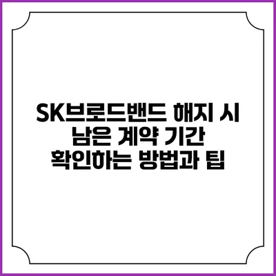 SK브로드밴드 해지 시 남은 계약 기간 확인하는 방법과 팁