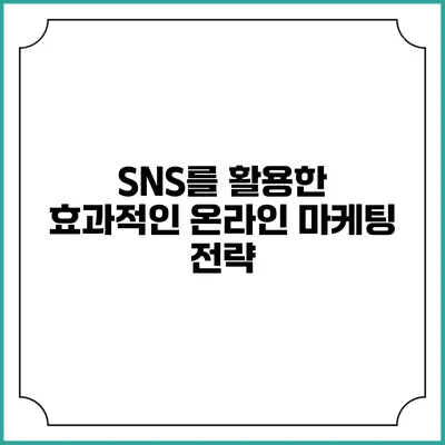SNS를 활용한 효과적인 온라인 마케팅 전략