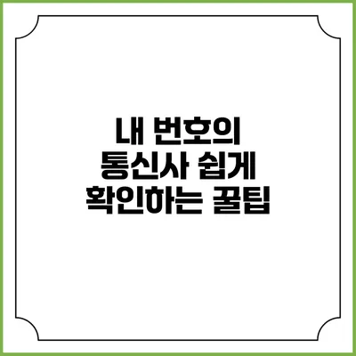 내 번호의 통신사 쉽게 확인하는 꿀팁