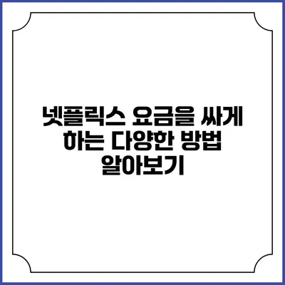 넷플릭스 요금을 싸게 하는 다양한 방법 알아보기