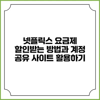 넷플릭스 요금제 할인받는 방법과 계정 공유 사이트 활용하기
