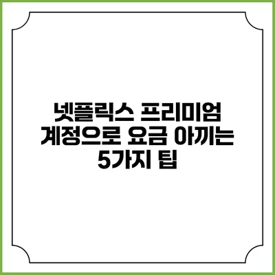 넷플릭스 프리미엄 계정으로 요금 아끼는 5가지 팁