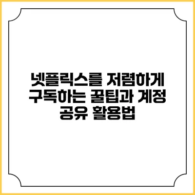 넷플릭스를 저렴하게 구독하는 꿀팁과 계정 공유 활용법
