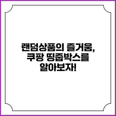 랜덤상품의 즐거움, 쿠팡 띵줍박스를 알아보자!