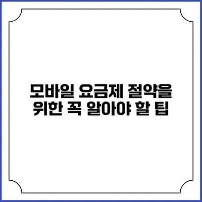 모바일 요금제 절약을 위한 꼭 알아야 할 팁