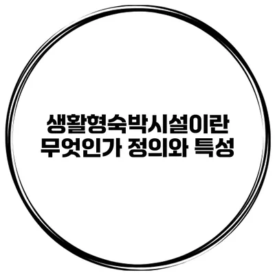 생활형숙박시설이란 무엇인가? 정의와 특성