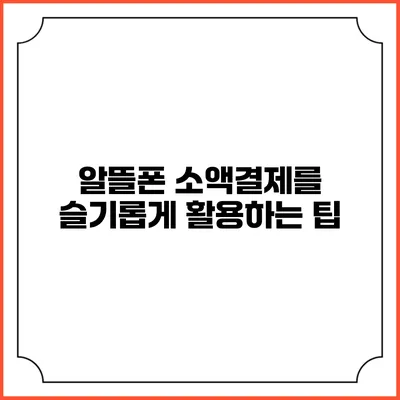 알뜰폰 소액결제를 슬기롭게 활용하는 팁