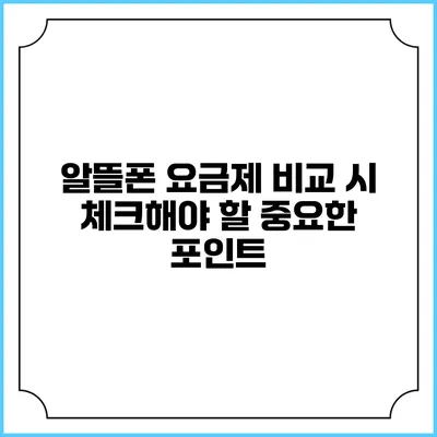 알뜰폰 요금제 비교 시 체크해야 할 중요한 포인트