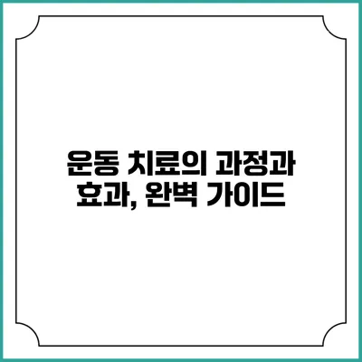 운동 치료의 과정과 효과, 완벽 가이드