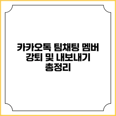 카카오톡 팀채팅 멤버 강퇴 및 내보내기 총정리
