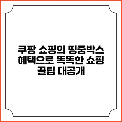 쿠팡 쇼핑의 띵줍박스 혜택으로 똑똑한 쇼핑 꿀팁 대공개