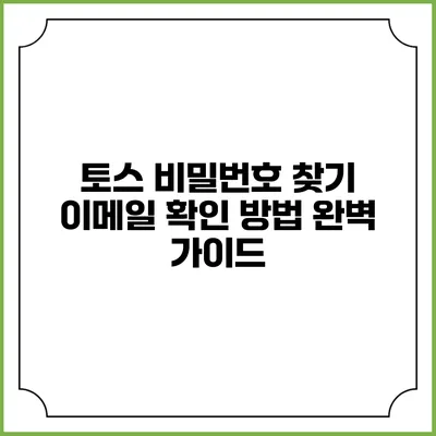 토스 비밀번호 찾기 이메일 확인 방법 완벽 가이드