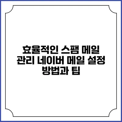 효율적인 스팸 메일 관리: 네이버 메일 설정 방법과 팁